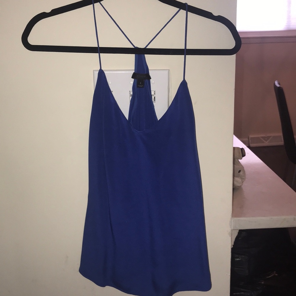 Cobalt blue silk t-back camisole